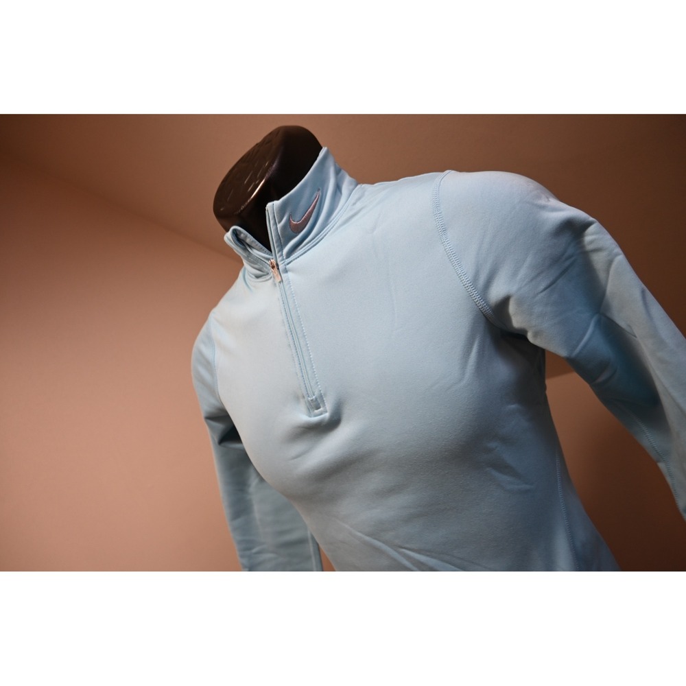 Nike Running Pullover Women Small Light Blue Fit Dry Quarter Zip Activewear